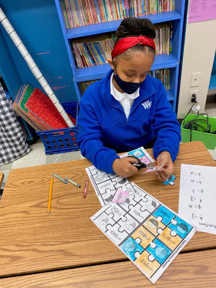  Jigsaw puzzles help students learn fractions at Bains Elementary