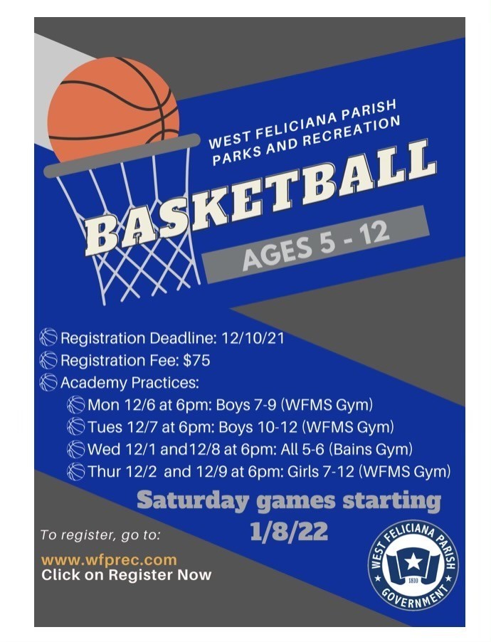 Basketball League Flier. Go to www.wfprec.com to register.