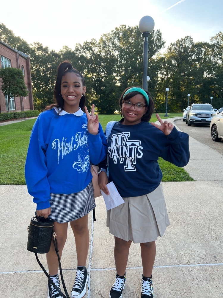 Sisters celebrate the first day of school  
