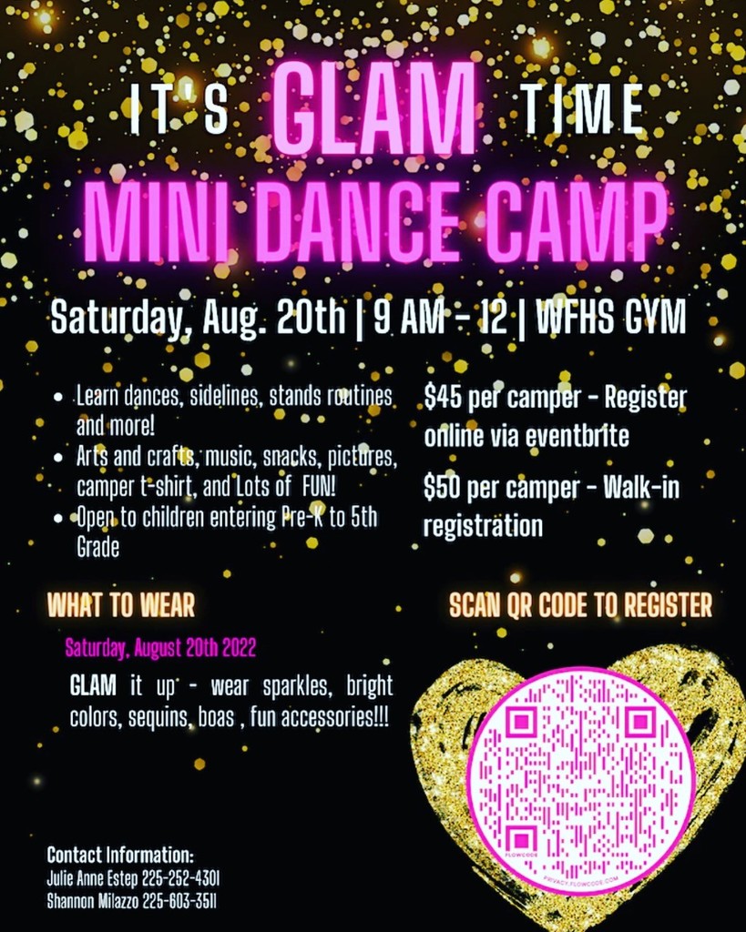 Mini Dance Camp is Saturday, August 20th